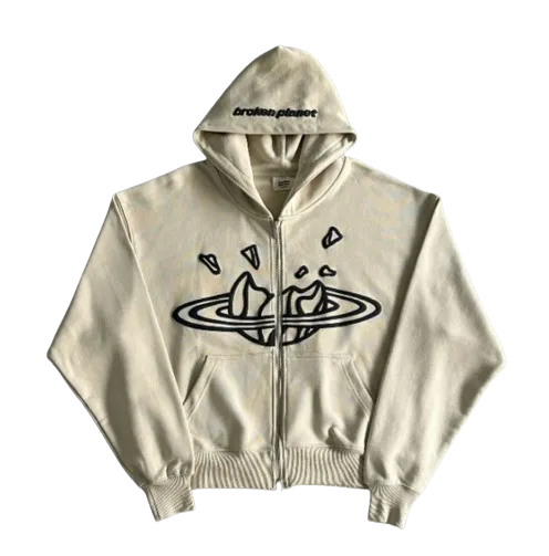 Broken Planet Zip-up Hoodie Bone