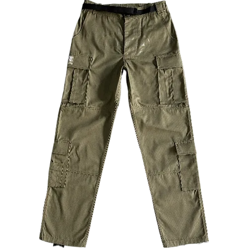 corteiz pants cargo military green logo