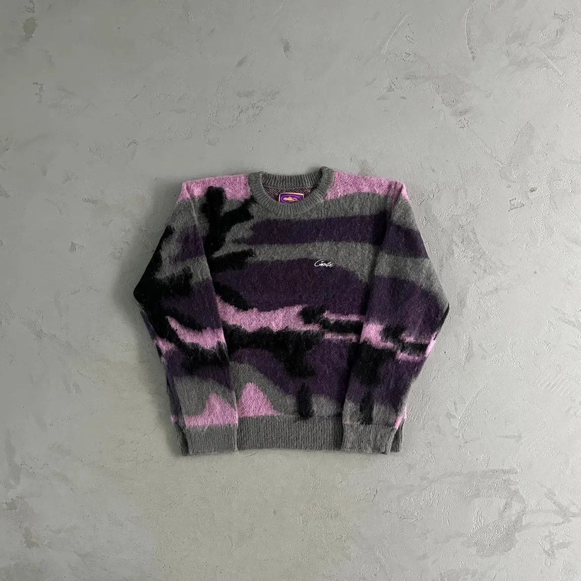 CORTEIZ CREWNECK MOHAIR PURPLE CAMO KNITTED